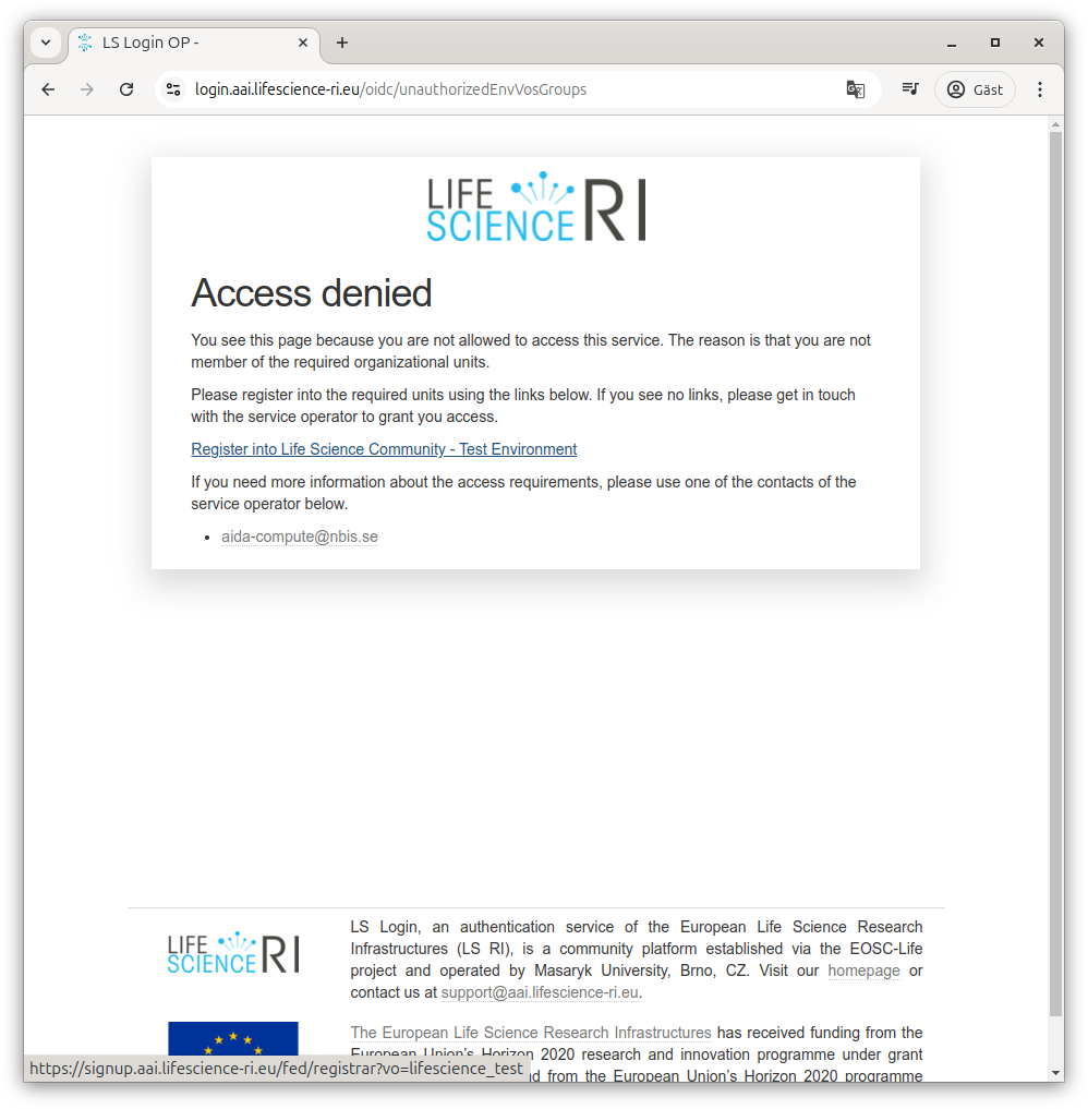 Test environment access denied