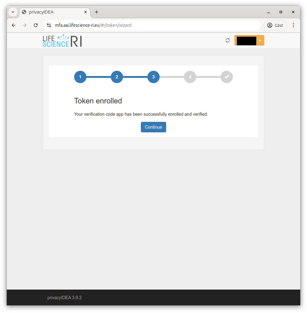 MFA token enrolled