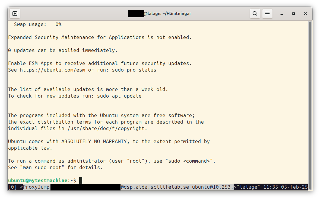DSP connection in progress, arrived on VM