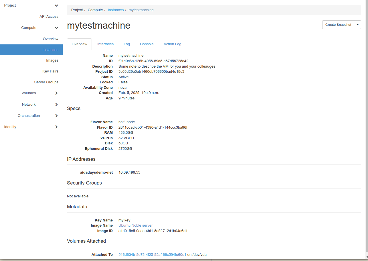Instance vm overview
