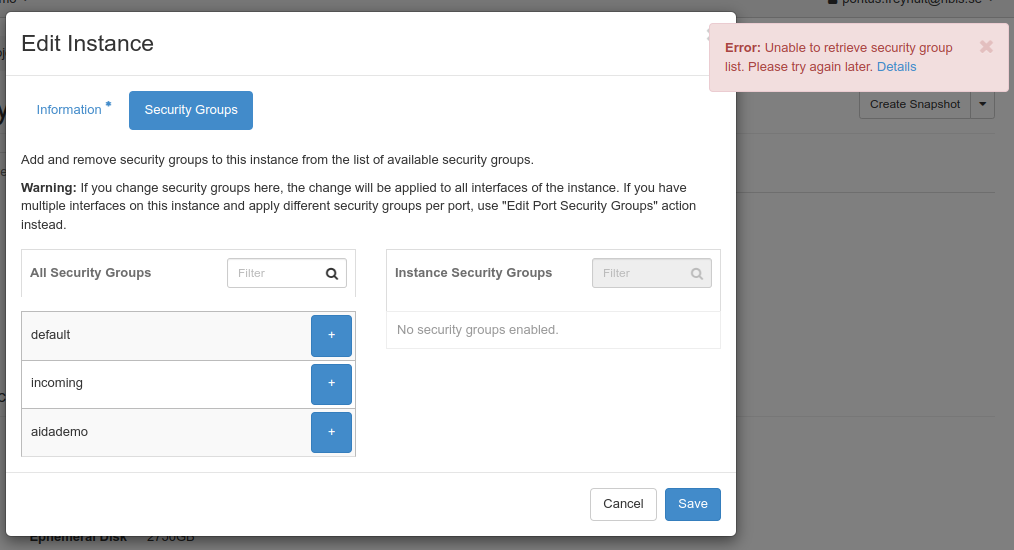 VM security groups