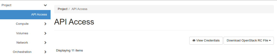 The view if there are not yet any credentials created