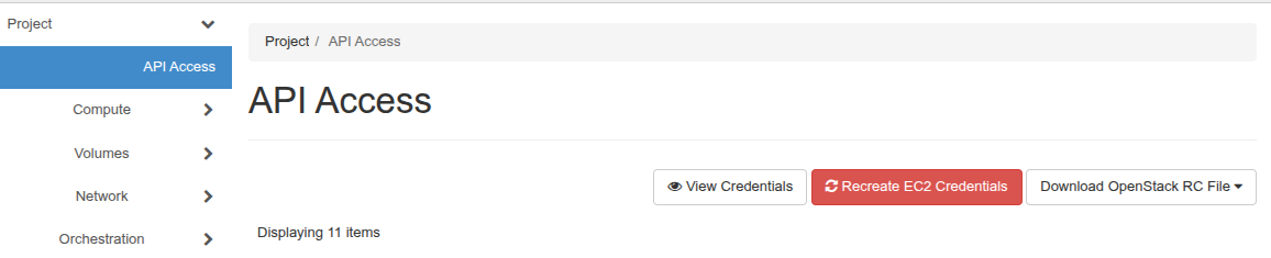 The button to recreate ec2 credentials is there