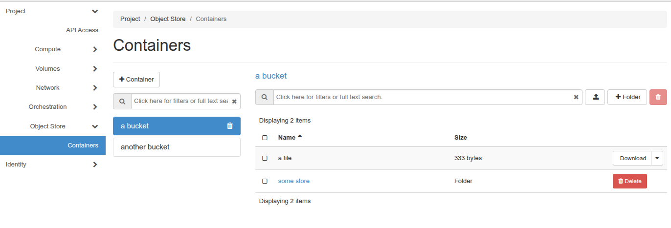 The object browser in Horizon